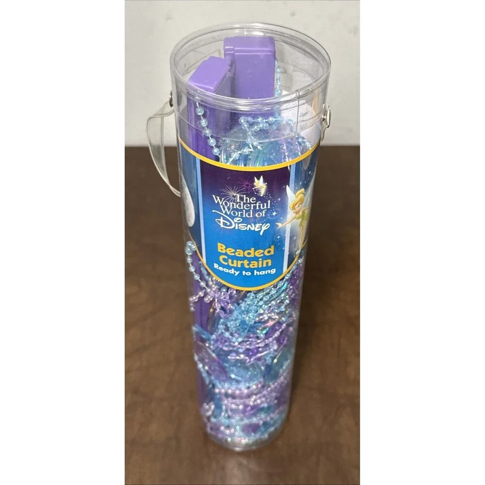 NEW Disney Tinkerbell & Stars Plastic Beaded Door Curtain Iridescent Purple Blue